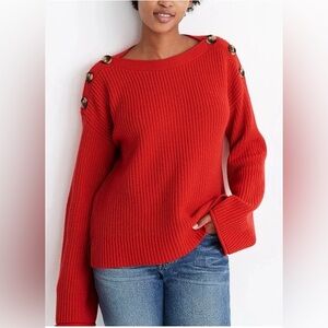 Madewell Calloway Boatneck Merino Wool Red Sweater Small